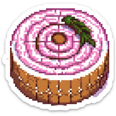 narutomaki, Japanese fish cake with pink swirl, pixel art style sticker