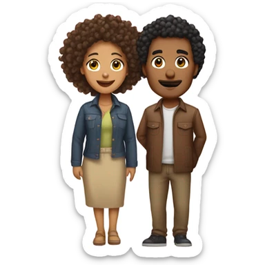 lightskin curlyhead mom and dad sticker