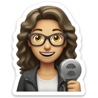Happy woman holding a metal detector  sticker