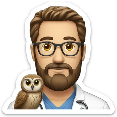Man-beard-doctor-with-owl sticker
