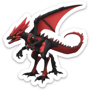  Cool Edgy Black Red Digimon-Fakemon-Guilmon-Velociraptor-Dragon-Mecha full body sticker