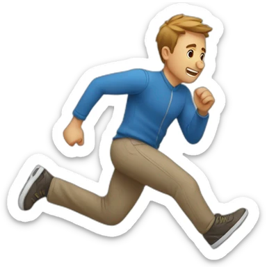a guy running and starting to fall on the ground sticker