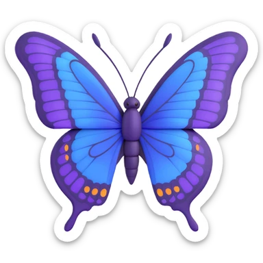 majestic butterfly, deep blue and vivid purple, symmetrical wing pattern, luxurious and eye-catching sticker