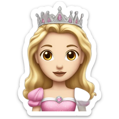 white skin princess with crown and pink princess dress sticker