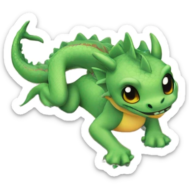 A dragon in swimwear on a blanket at the beach  sticker