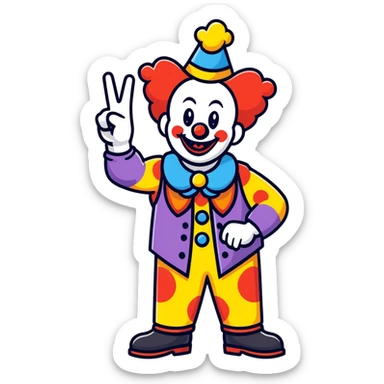 Clown posing victory sign sticker