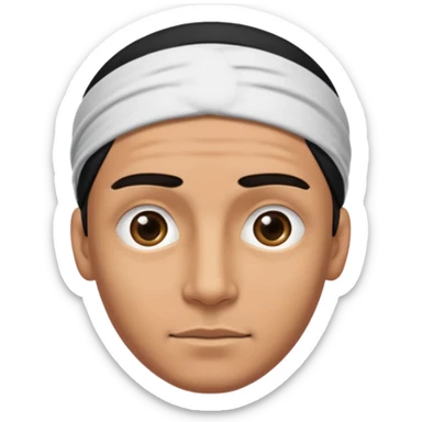 necesito la cara de un hombre con una vincha de color negro en la frente. la vincha tiene que ser angosta y tiene que estar en la frente del hombre, arriba de los ojos y abajo del pelo. sticker