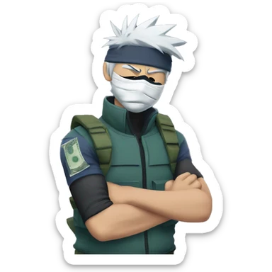 Kakashi doing money spread on his arm  sticker
