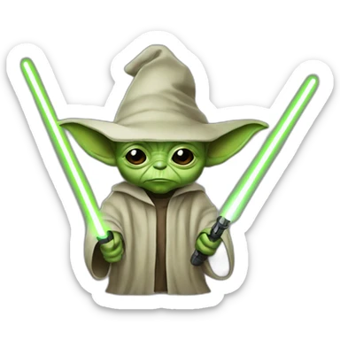 Yoda witch computer and lazer saber sticker