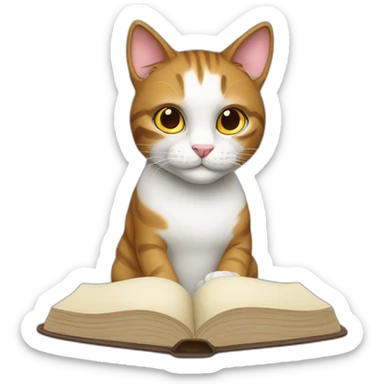 Studious cat sticker
