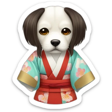 hot-guy-noh-dog-mask-longhair-japanese-kimono sticker