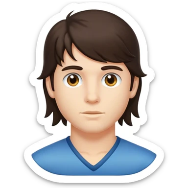 Brunette boy with mullet  sticker