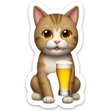 gato tomando cerveza  sticker