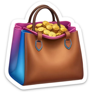 Coins inside brown leather bag, make bag always brown  color

Coins inside gradient color - Blue to pink sticker