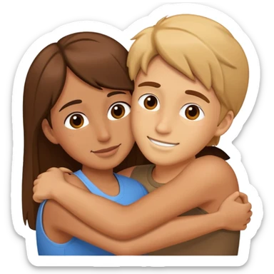 two friends hugging sticker