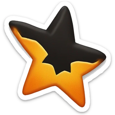 jumping star half black, half orange burnt sticker