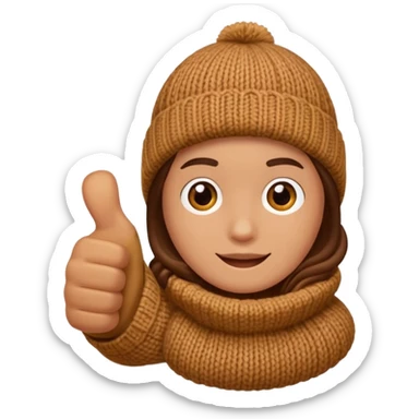 thumbs up hand in brown knit mitten sticker