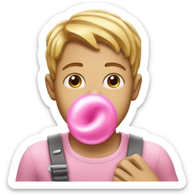 Emoji eating bubble gum sticker