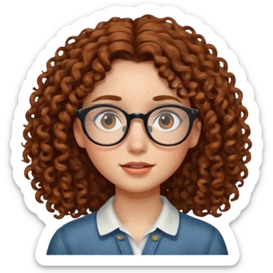 freckled girl with curly hair with glasses sticker