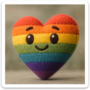 rainbow pride heart, soft shading, confetti effect, no text sticker