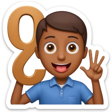 A school that has the number 9 on top of it's eyes holding a sign with the number 9 on the sign with a mouth sticking out his tongue with legs and arms with him being happy full of joy sticker