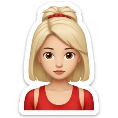 A girl with 3a type har with a red tank top and brown eyes sticker