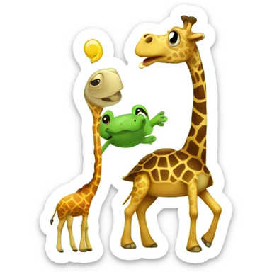 A turtle singing to a giraffe sticker