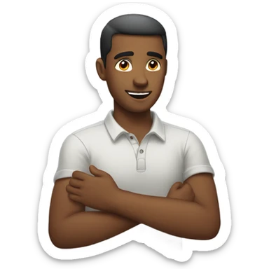 Man patting chest with hand up sticker