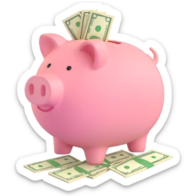 money in a piggy bank sticker