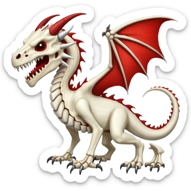  White skeletal skeleton bone dragon with some blood sticker