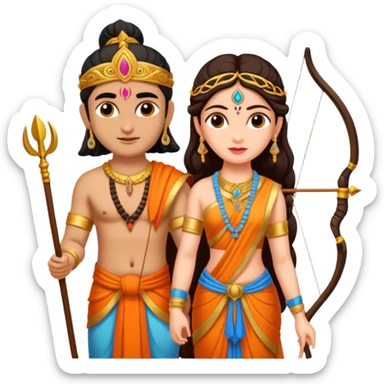 Lord Ram with sita and bow sticker