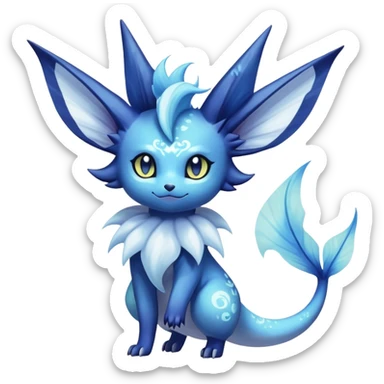 Nebulae Noibat-Vaporeon-Meowstic-Fakémon-hybrid-creature (full body)  sticker