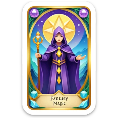 fantasy magic tarot card low poly sticker