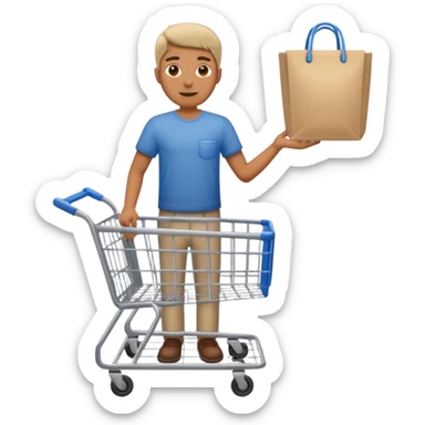 a man with a shopping cart full body sticker