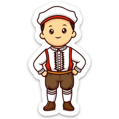 German in traditional Bavarian clothing shrugging sticker