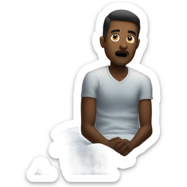 Man seeing a dark figure with his nightstand reading 12:30 am midnight sticker