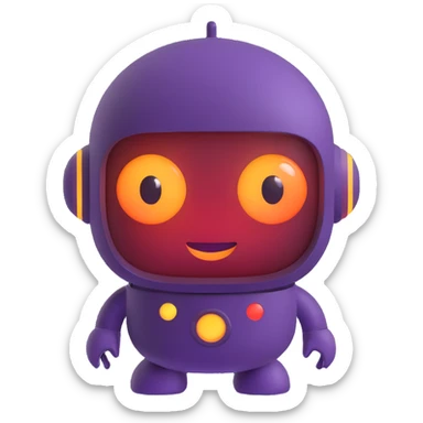 friendly AI chatbot emoji with digital look and glowing eyes sticker