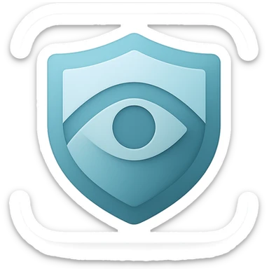 Minimal, modern logo for 'Early Risk' app: geometric, clean, macOS-style icon with soft gradients and subtle shadows. No text, no checkmarks or arrows. Evoke proactive, reassuring, high-quality feel. Use calm, trust-inspiring colors (blues, teals, soft grays). Design suggests early detection, insight, and protection with abstract shield, eye, or layered forms but not generic. Flat or lightly 3D, balanced, crisp, suitable for favicon and large branding. Transparent background. sticker