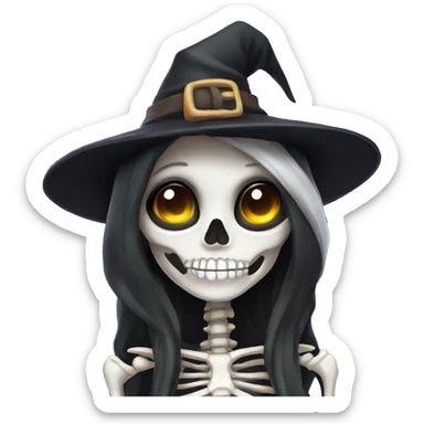 Cute skeleton women witch sticker
