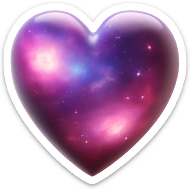 3d heart galaxy sticker