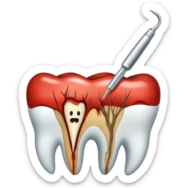 Tooth extracted holded by tweezer sticker