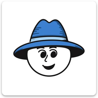 emoji head in blue panama hat sticker