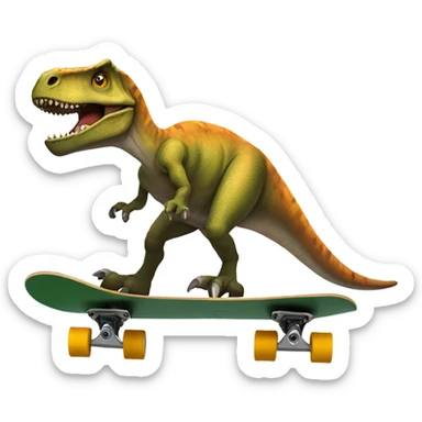 Dinosaur skate boarding  sticker