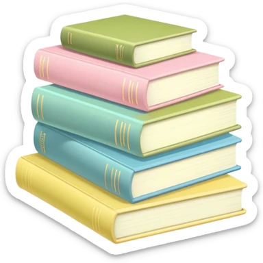 Pastel pink pastel yellow pastel blue and matcha colored books sticker