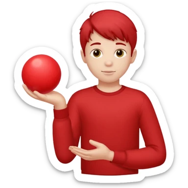 boy holding bouncy ball sticker