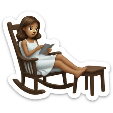 Girl with brown hair wearing a nightgown sitting in a rocking chair sticker
