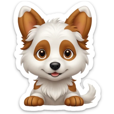 White dog with brown eyes and some long body and white ears with brown spots curved on the sides sticker