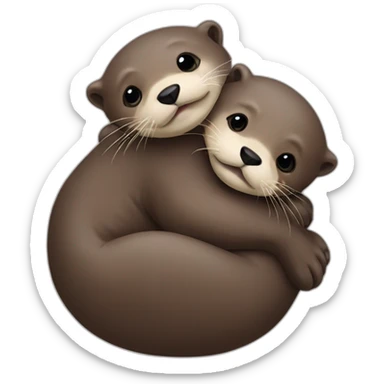otters cuddling sticker