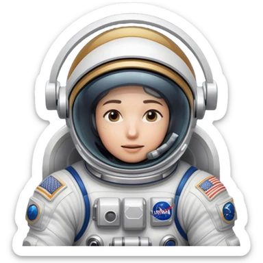 Cinematic Realistic mystery Astronaut visor down hiding face– A highly detailed depiction of an astronaut in a state-of-the-art space suit, floating weightlessly in the vast expanse of space. The reflective visor hides the face so we do not see the astronauts face, while intricate suit details and soft lighting create an immersive sense of realism. sticker