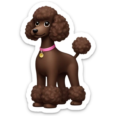 chocolate poodle with modern haircut sticker